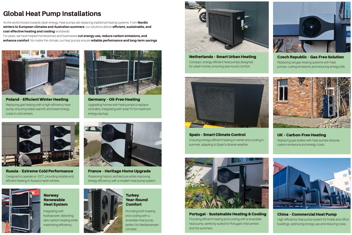 Instalaciones globales de bombas de calor del fabricante de bombas de calor solareast