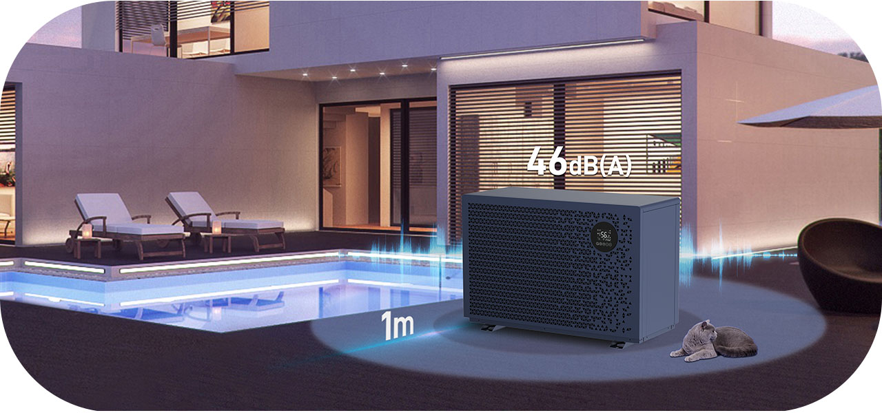 Bomba de calor para piscinas silenciosa con solo 46 dB(A)
