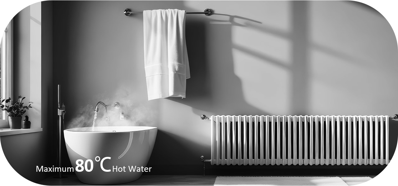 Temperatura del agua de salida 80 grados.