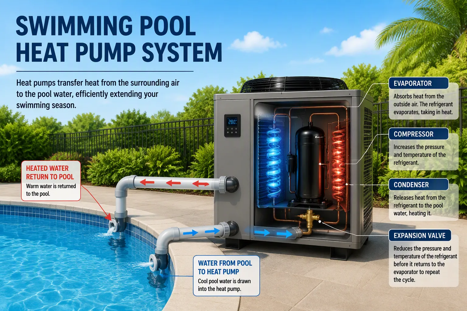 &iquest;C&oacute;mo funciona una bomba de calor para piscinas?